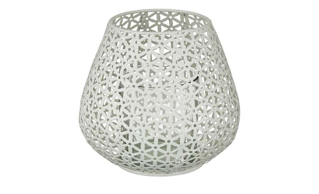 Windlicht ¦ weiß ¦ Metall, Glas  ¦ Maße (cm): H: 12,5 Ø: [14.0] Dekoration > Laternen & Windlichter - Höffner