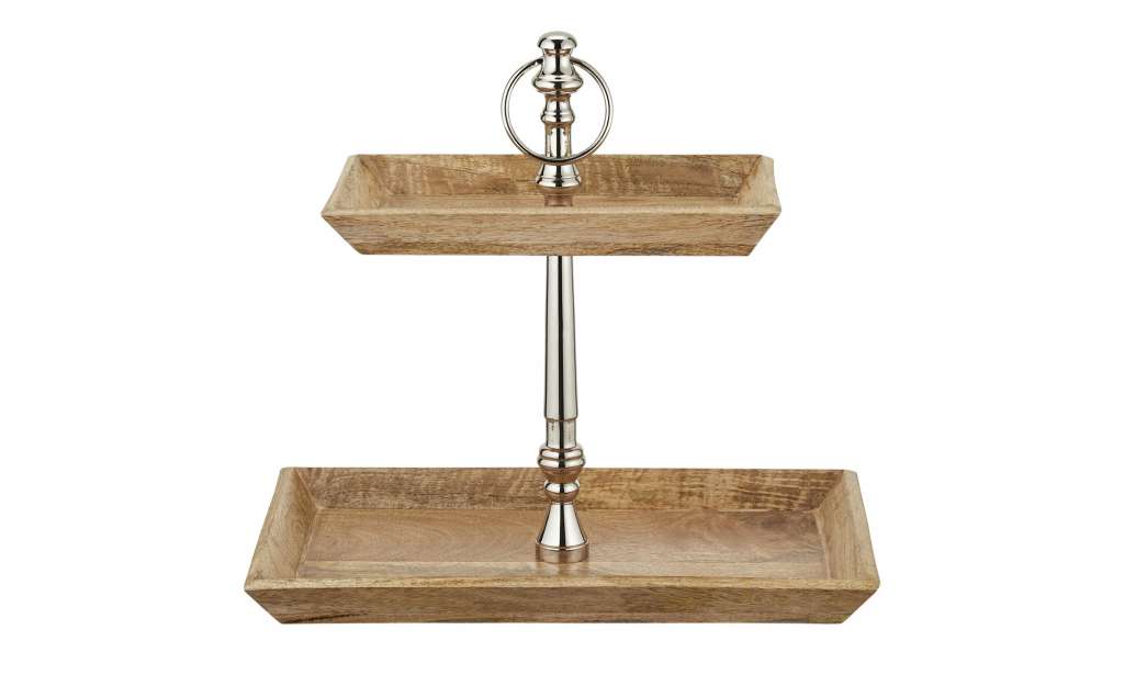 Etagere 2-stufig ¦ holzfarben ¦ Holz, Aluminum ¦ Maße (cm): H: 46 Ø: [43.0] Geschirr > Etageren - Höffner