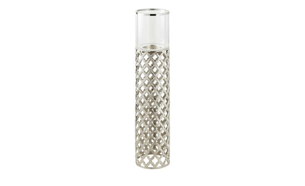 Windlicht ¦ silber ¦ Aluminum, Glas  ¦ Maße (cm): H: 116 Ø: [27.0] Dekoration > Laternen & Windlichter - Höffner