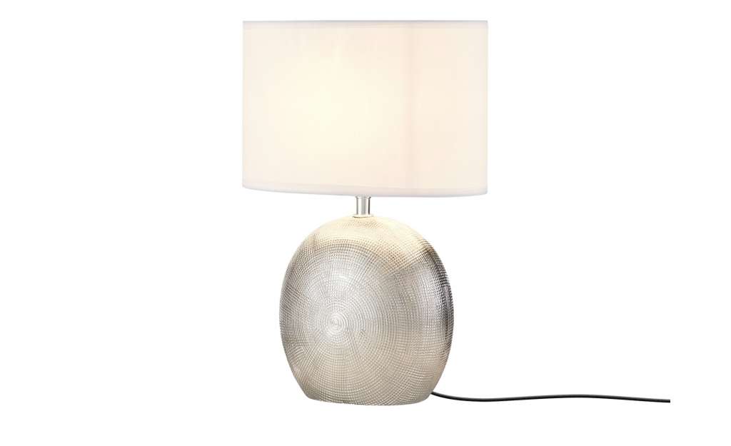 KHG Tischleuchte, Stoffschirm oval ¦ silber ¦ Maße (cm): B: 15 H: 37 Lampen & Leuchten > Innenleuchten > Tischlampen - Höffner