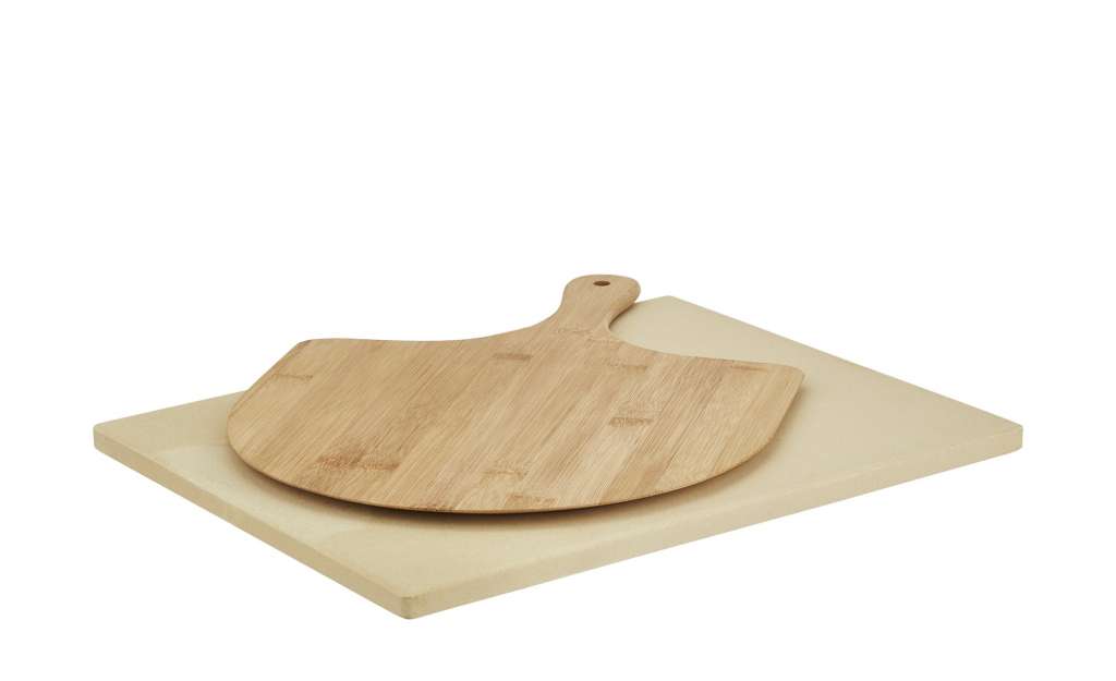 KHG Pizzastein mit Pizzaschaufel ¦ holzfarben ¦ Cordierit-Stein, Schaufel aus Bambus ¦ Maße (cm): B: 38 Küchenzubehör & Helfer > Küchenhelfer - Höffner