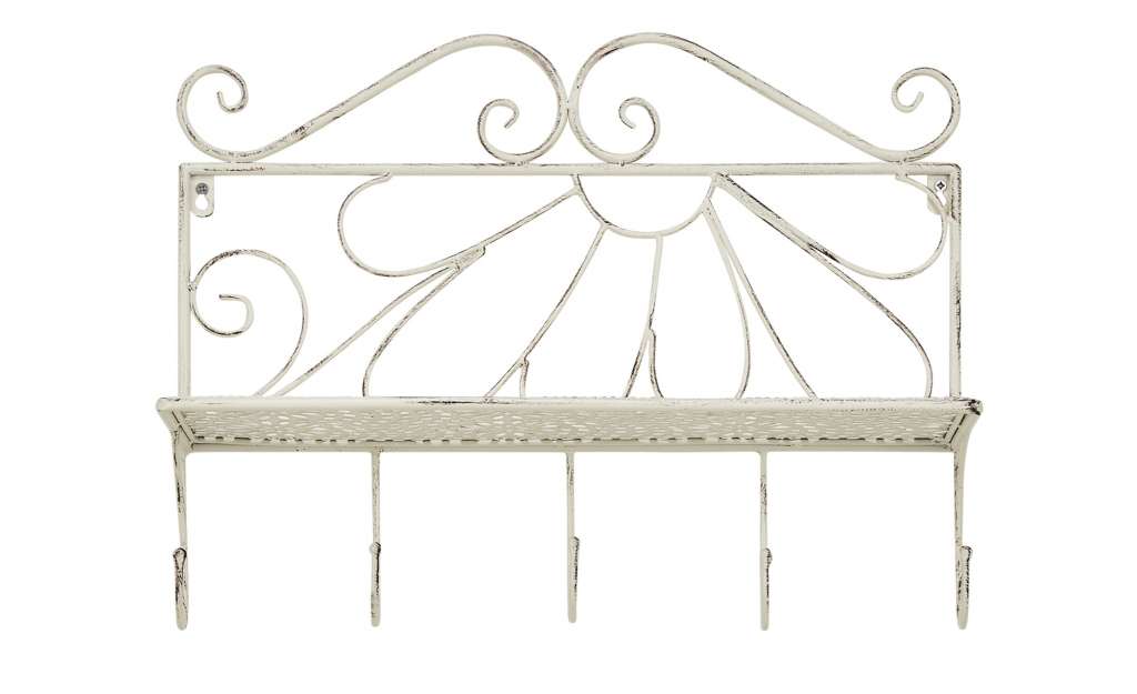 Deko Wandregal mit Haken ¦ weiß ¦ Maße (cm): B: 50 H: 40 T: 18 Garderoben & Kleiderstangen > Hakenleisten - Höffner