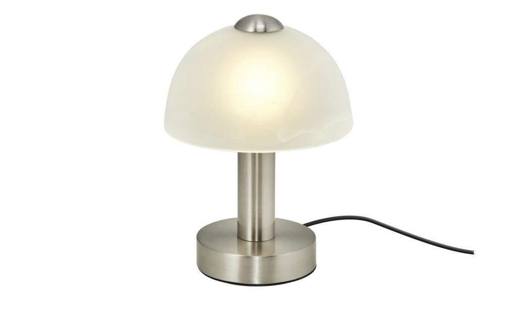 KHG Tischleuchte, Alabaster-Glas Weiß ¦ silber ¦ Maße (cm): H: 21,5 Ø: [15.5] Lampen & Leuchten > Innenleuchten > Tischlampen - Höffner