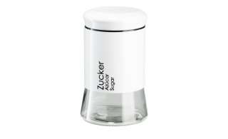 KHG Aufbewahrungsdose  Zucker ¦ weiß ¦ Glas , Edelstahl ¦ Maße (cm): H: 18,5 Küchenzubehör & Helfer > Vorratsbehälter - Höffner
