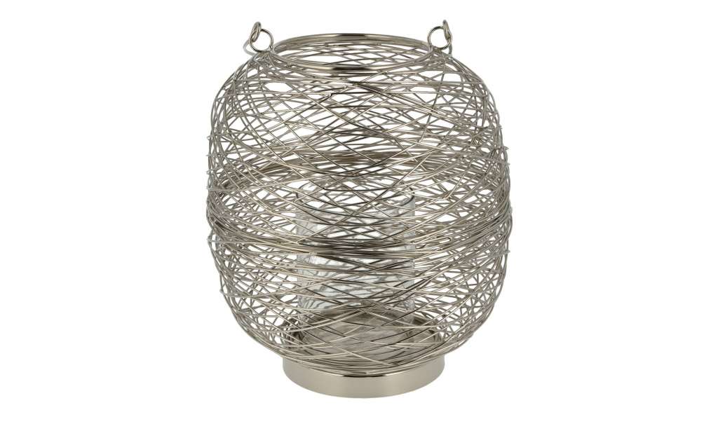 Windlicht ¦ silber ¦ Stahl, Glas  ¦ Maße (cm): H: 28 Ø: [24.0] Dekoration > Laternen & Windlichter - Höffner