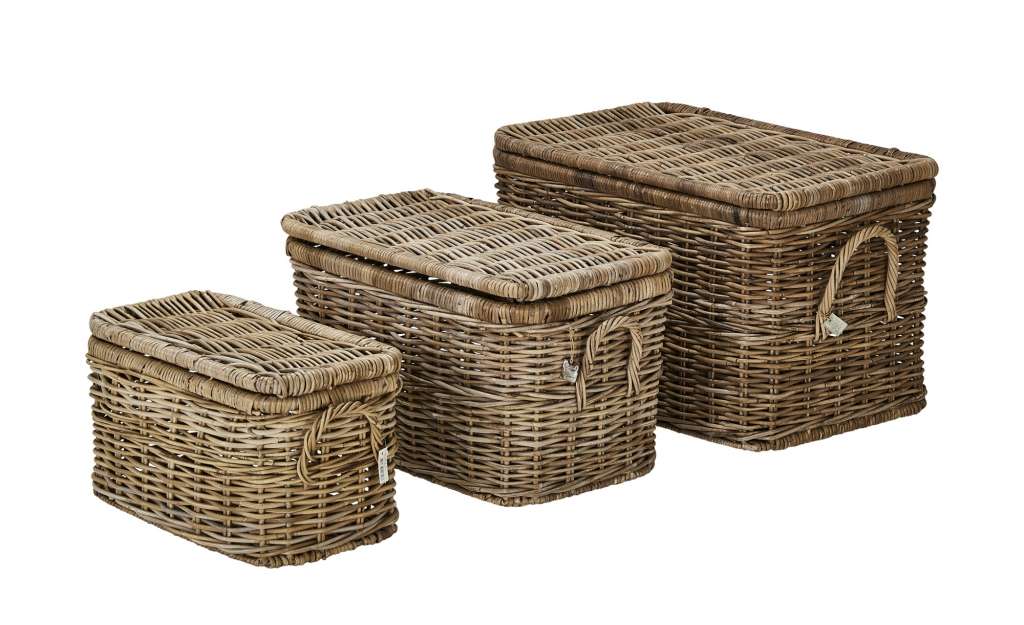 Korbset, 3er-Set  Truhe ¦ braun ¦ Rattan ¦ Maße (cm): B: 75 H: 45 T: 42 Aufbewahrung > Körbe - Höffner