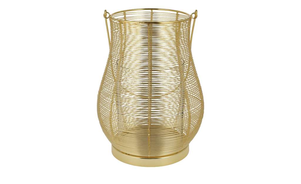 Windlicht ¦ gold ¦ Stahl, Glas  ¦ Maße (cm): H: 33 Ø: [23.0] Dekoration > Laternen & Windlichter - Höffner