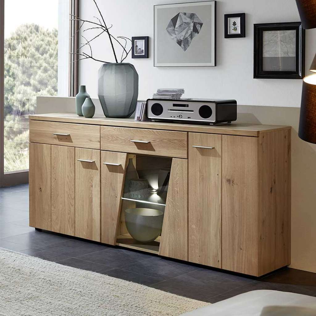 Esszimmersideboard aus Wildeiche teilmassiv LED Beleuchtung