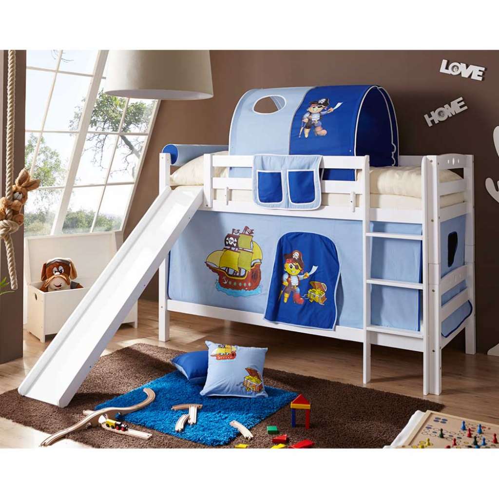 Jungen Spielbett im Piraten Design Rutsche und Tunnel