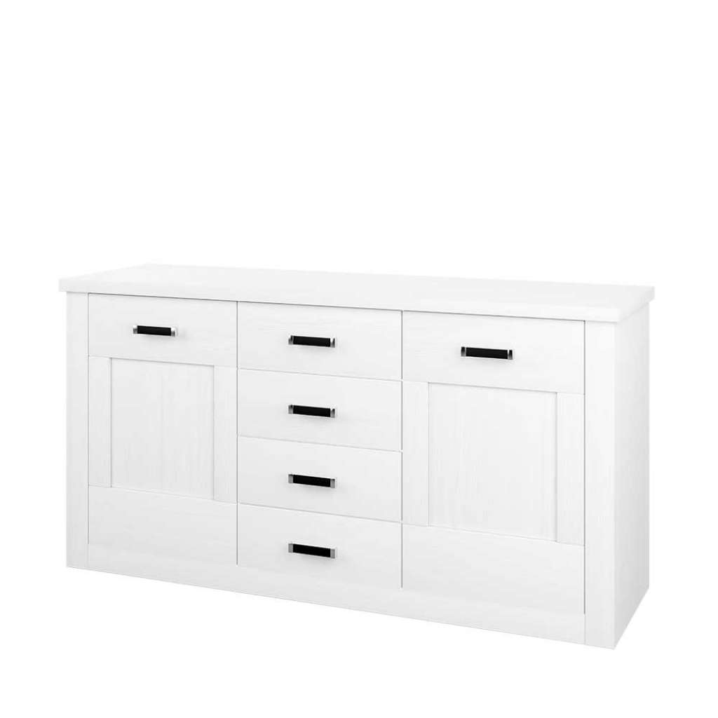 Weißes Sideboard mit Pinie furniert Landhausstil