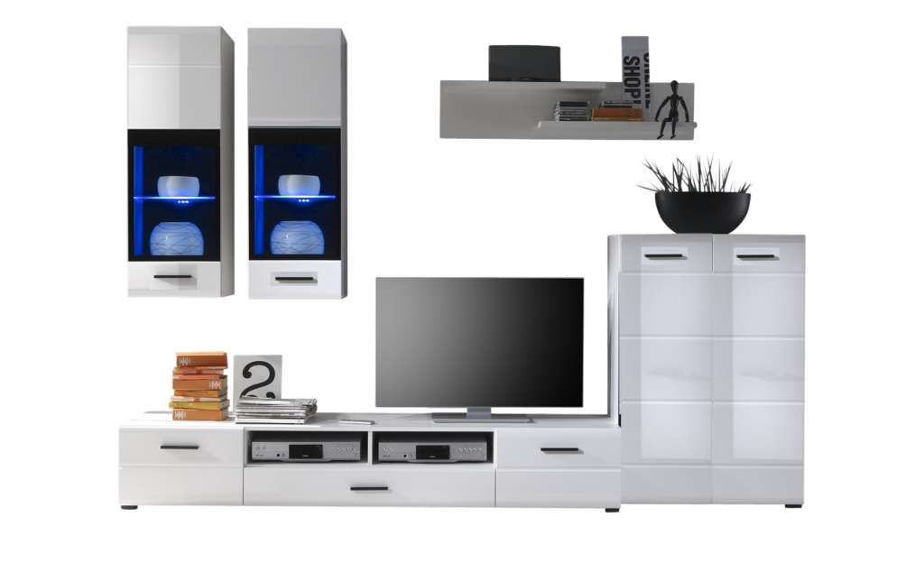 Wohnwand  Doppio ¦ weiß ¦ Maße (cm): B: 285 H: 190 T: 44 Wohnwände - Höffner