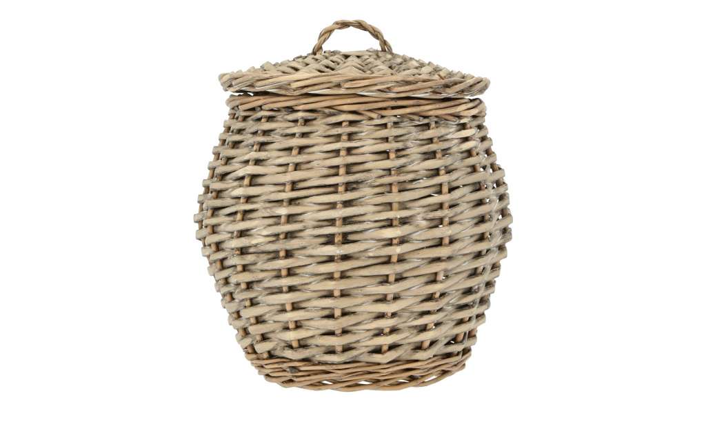 Aufbewahrungskorb mit Deckel ¦ grau ¦ Weide ¦ Maße (cm): H: 21 Ø: [17.0] Aufbewahrung > Körbe - Höffner