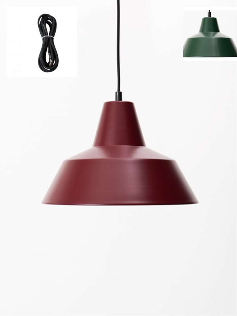 Made By Hand - Workshop 3 Hängeleuchte - Aluminium - Kabelfarbe grün - Baldachin weiß - indoor