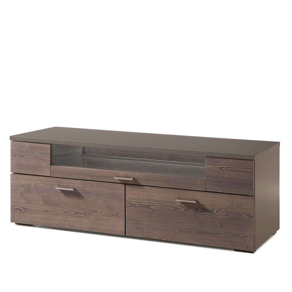 TV Lowboard in Dunkelgrau Antikholz Optik 140 cm breit