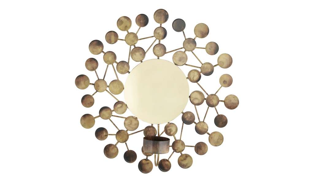 Wanddekoration mit Teelichthalter ¦ gold ¦ Metall ¦ Maße (cm): H: 8 Ø: [26.5] Dekoration > Laternen & Windlichter - Höffner