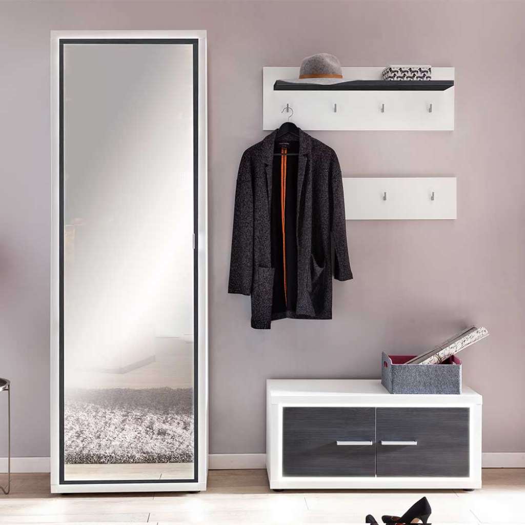 Garderobe in Weiß und Dunkelgrau modern (4-teilig)