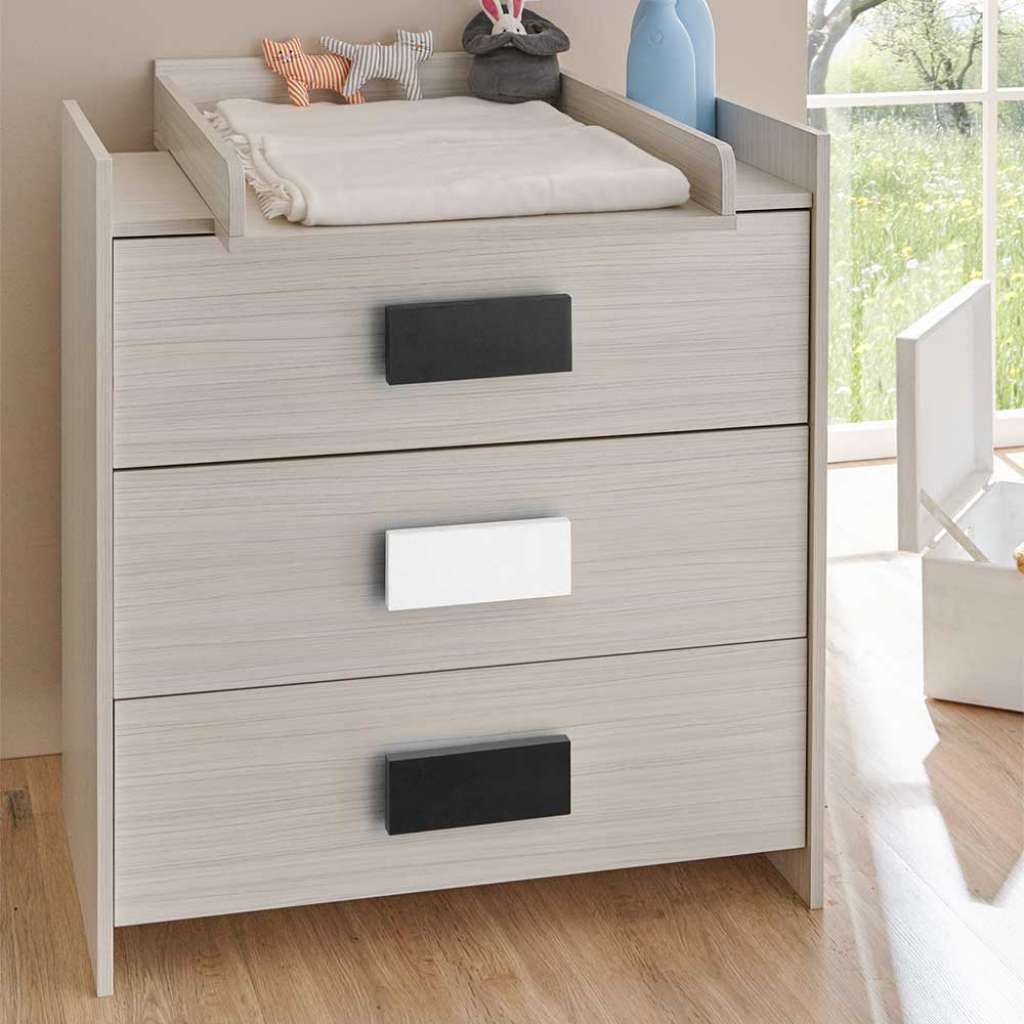Babywickelkommode in Hellgrau und Weiß 80 cm breit