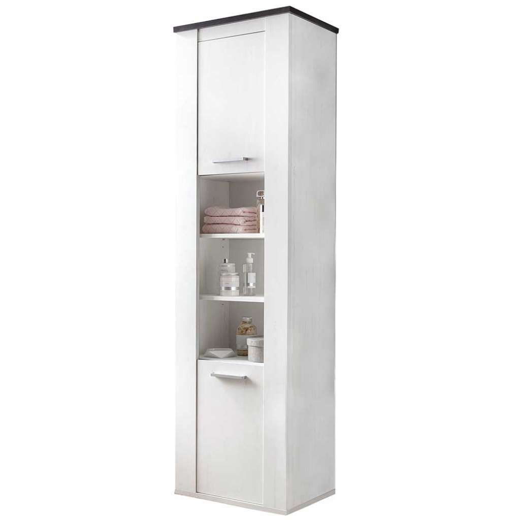 Badezimmer Schrank in Weiß und Dunkelbraun Landhausstil