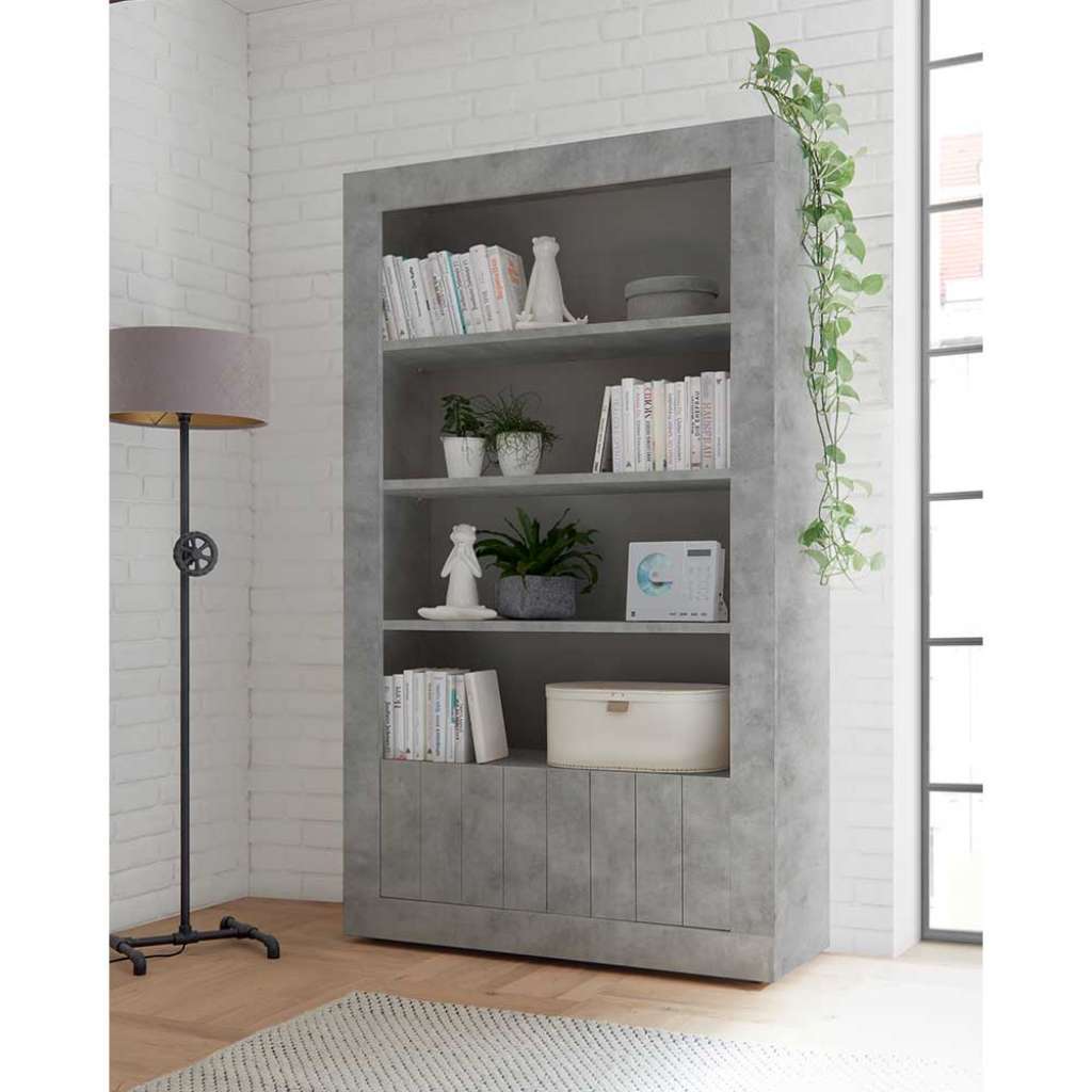 Wohnzimmerregal in Beton Grau 110 cm breit