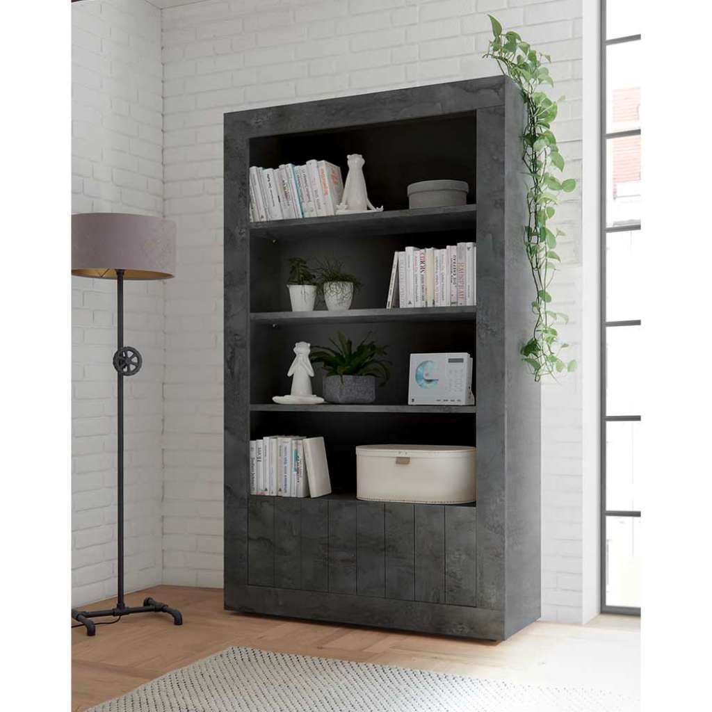 Wohnzimmer Regal in Dunkelgrau 110 cm breit