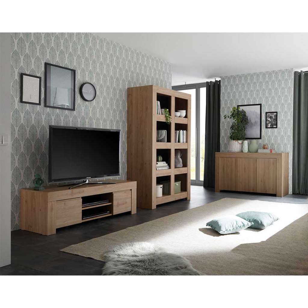 Wohnzimmerwand in Eichefarben Anthrazit (3-teilig)