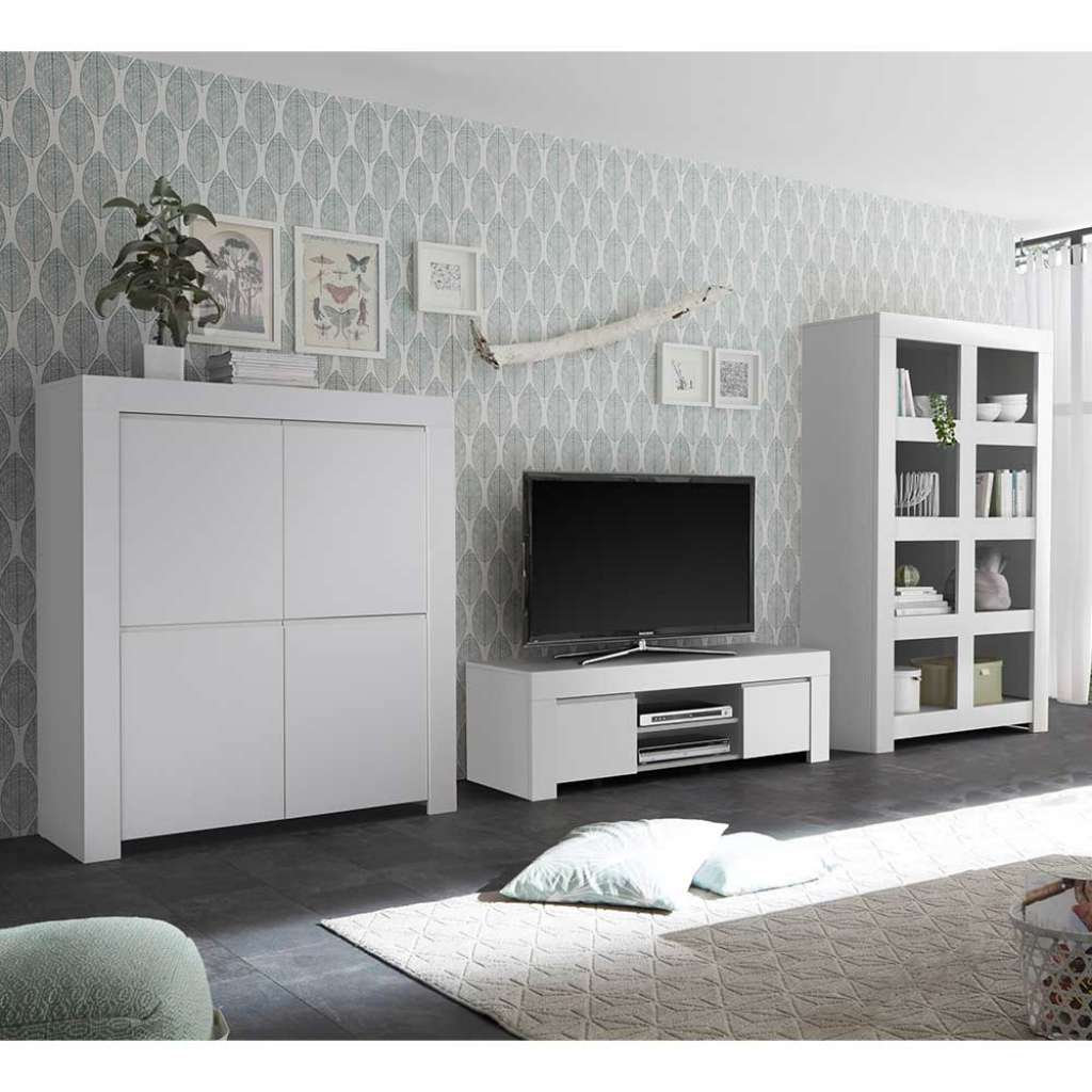 TV Wohnwand in Weiß lackiert modern (3-teilig)