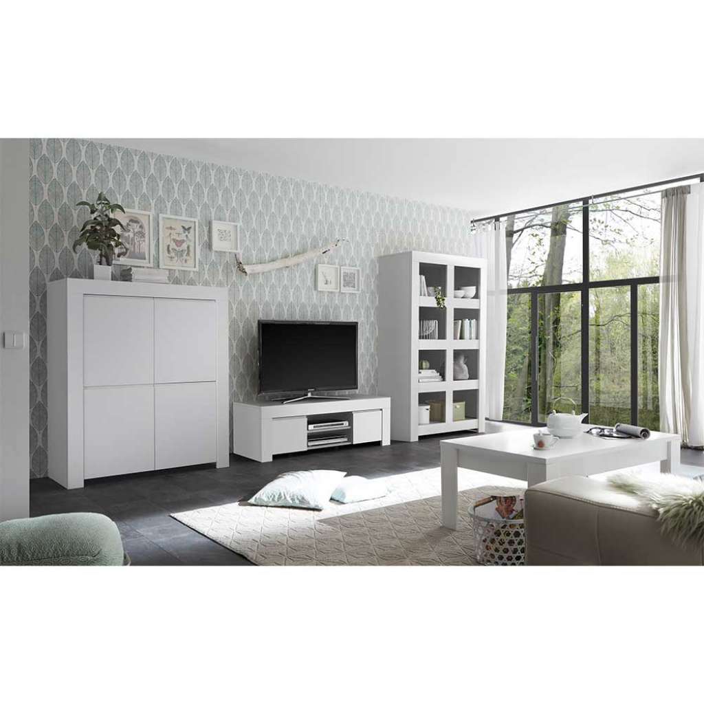 Wohnkombination in Weiß lackiert modern (4-teilig)
