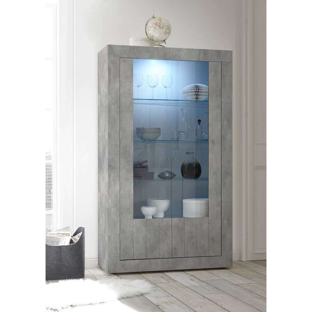 Wohnzimmerschrank in Beton Grau Glastüren