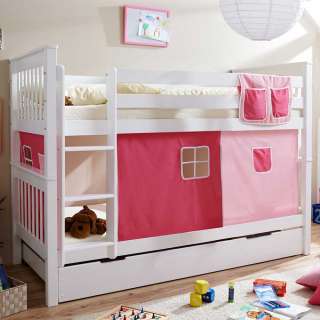 Mädchenkinderbett in Weiß und Rosa Ausziehbett