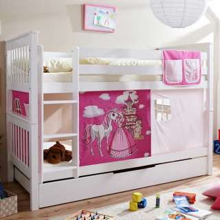 Prinzessin Stockbett in Weiß und Pink Vorhang und Ausziehbett