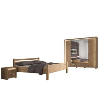 Schlafzimmerset in Wildeichefarben 180x200 cm Bett (4-teilig)