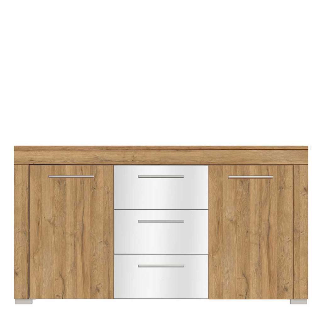 Sideboard in Weiß Hochglanz und Wildeiche Optik 160 cm breit