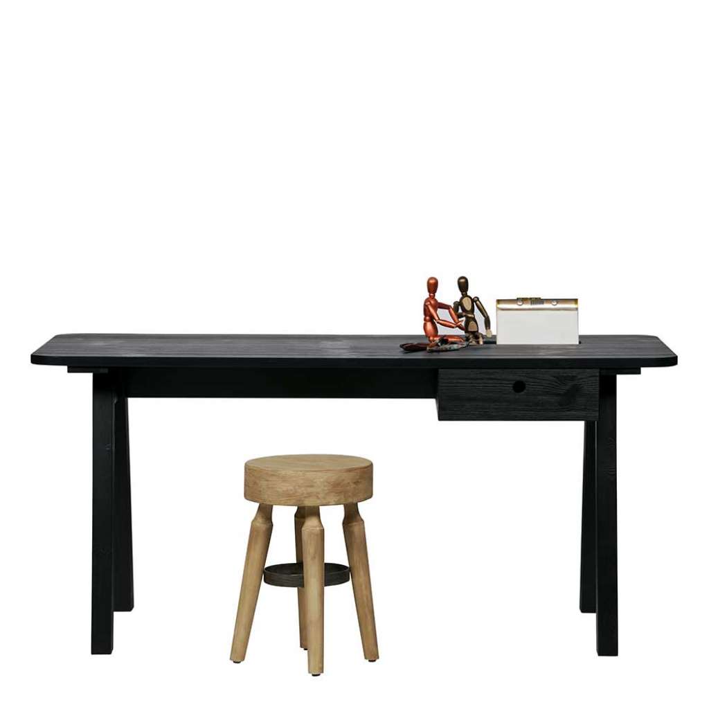 Retro Schreibtisch in Anthrazit Kiefer Massivholz