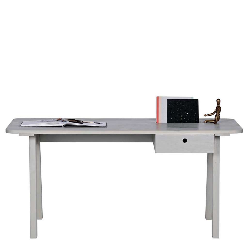 Echtholz Schreibtisch in Hellgrau Kiefer Massivholz