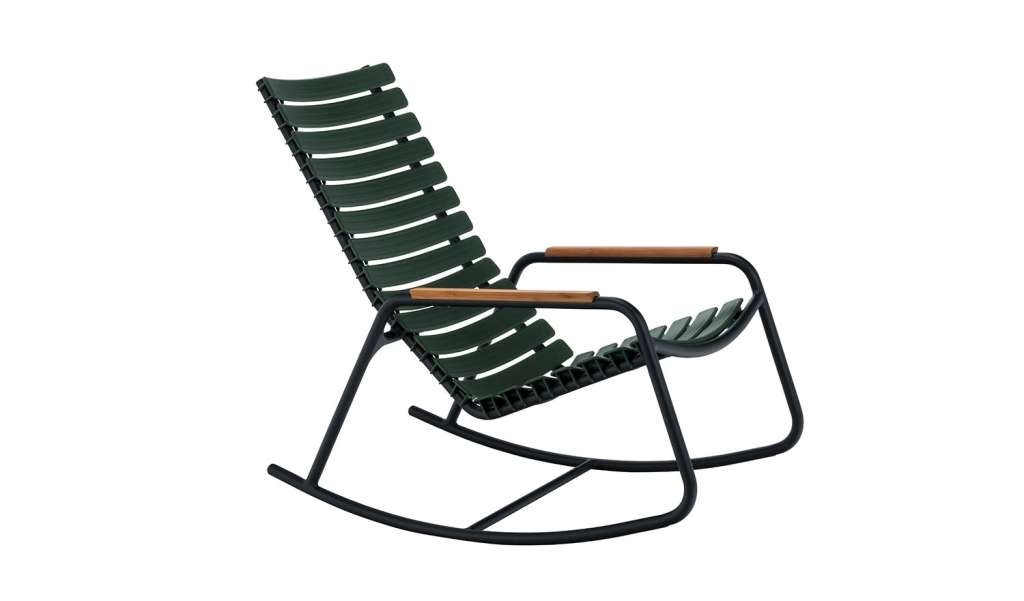 Houe - Clips Schaukelstuhl - Bambus Armlehne - kiefergrün/Gestell - schwarz - outdoor