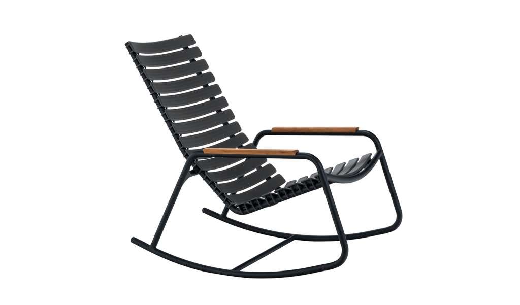 Houe - Clips Schaukelstuhl - Bambus Armlehne - lehmgrau/Gestell - schwarz - outdoor