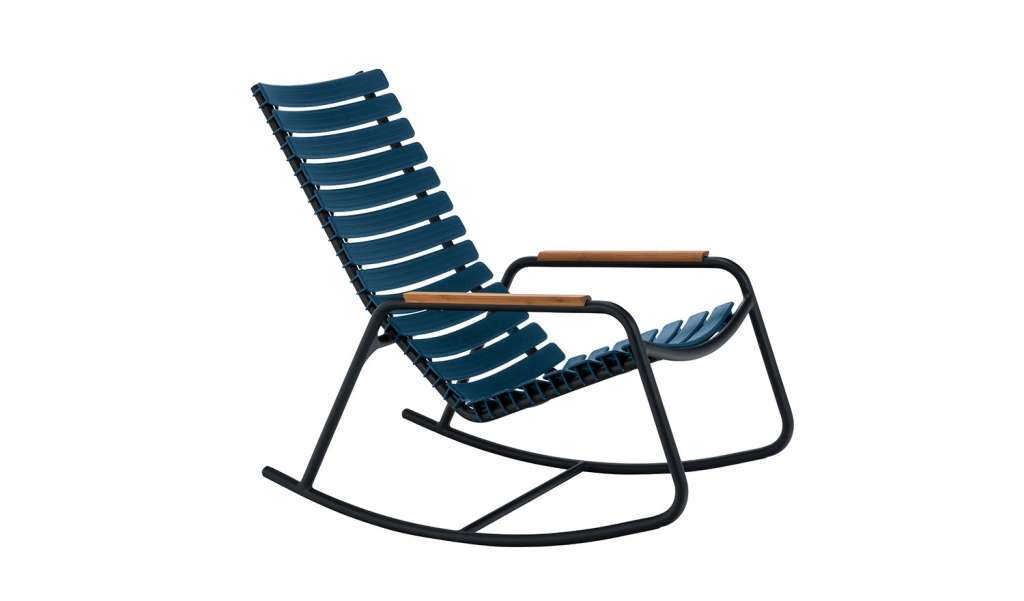 Houe - Clips Schaukelstuhl - Bambus Armlehne - nachtblau/Gestell - schwarz - outdoor