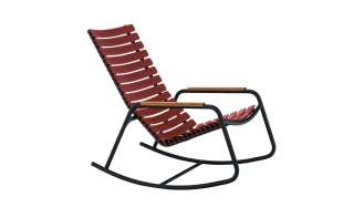 Houe - Clips Schaukelstuhl - Bambus Armlehne - paprika rot/Gestell - schwarz - outdoor