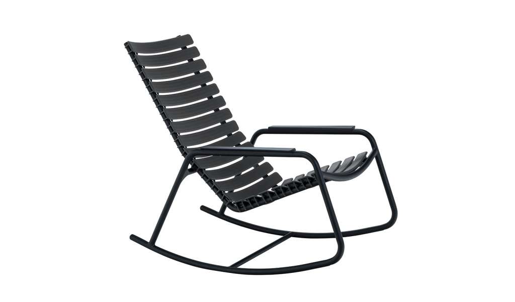 Houe - Clips Schaukelstuhl - Aluminium Armlehne - lehmgrau/Gestell - schwarz - outdoor