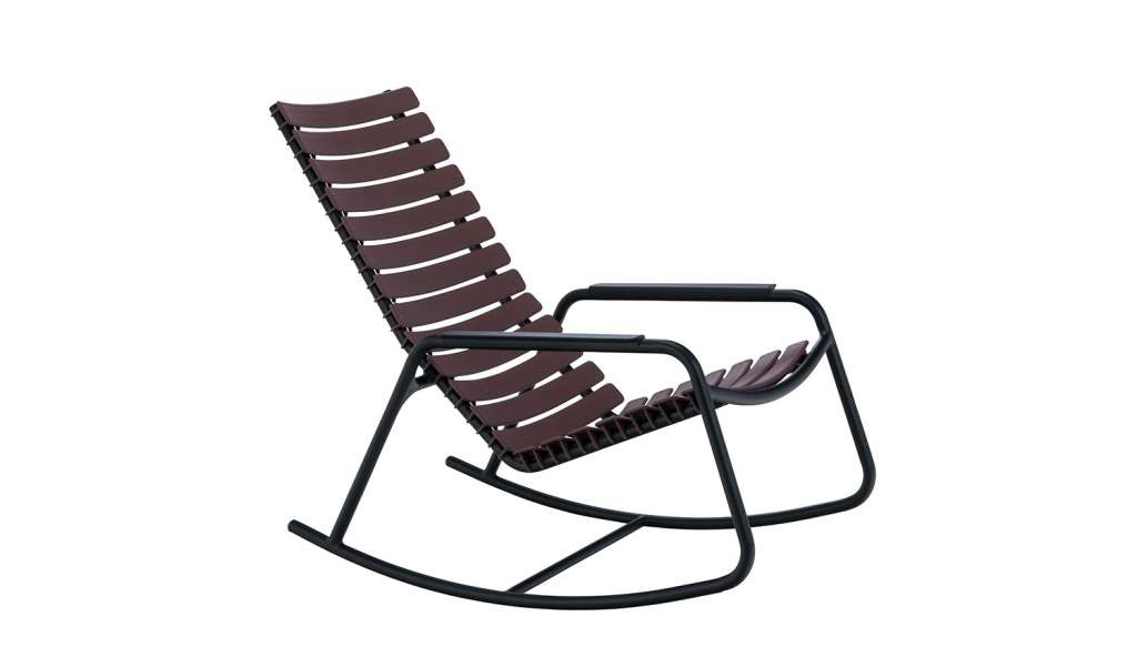 Houe - Clips Schaukelstuhl - Aluminium Armlehne - pflaume/Gestell - schwarz - outdoor