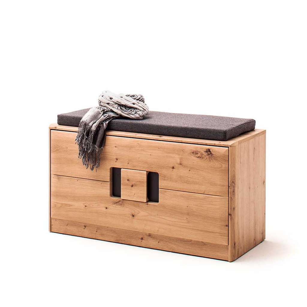 Flurbank in Eiche Optik und Dunkelgrau Klappe