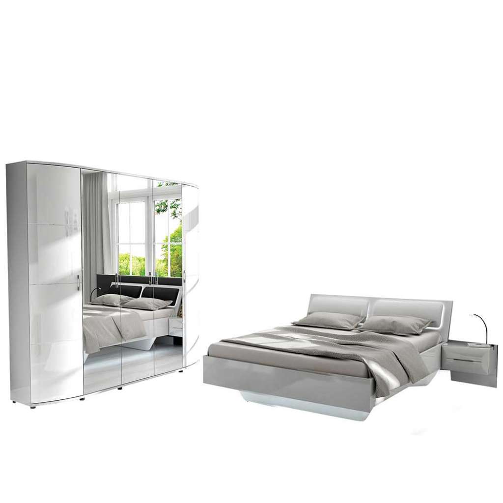Schlafzimmer Set in Weiß Hochglanz modern (4-teilig)