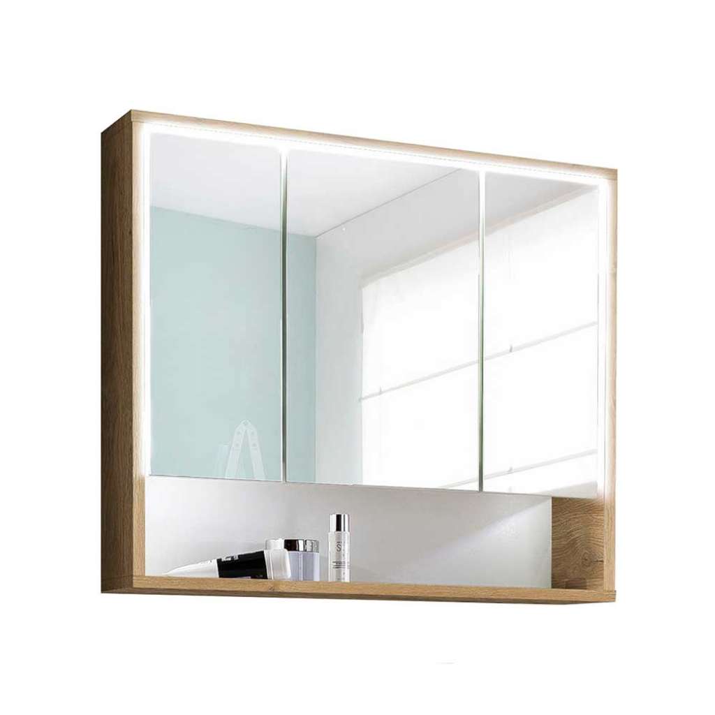 Bad Spiegelschrank in Wildeiche Optik LED Beleuchtung