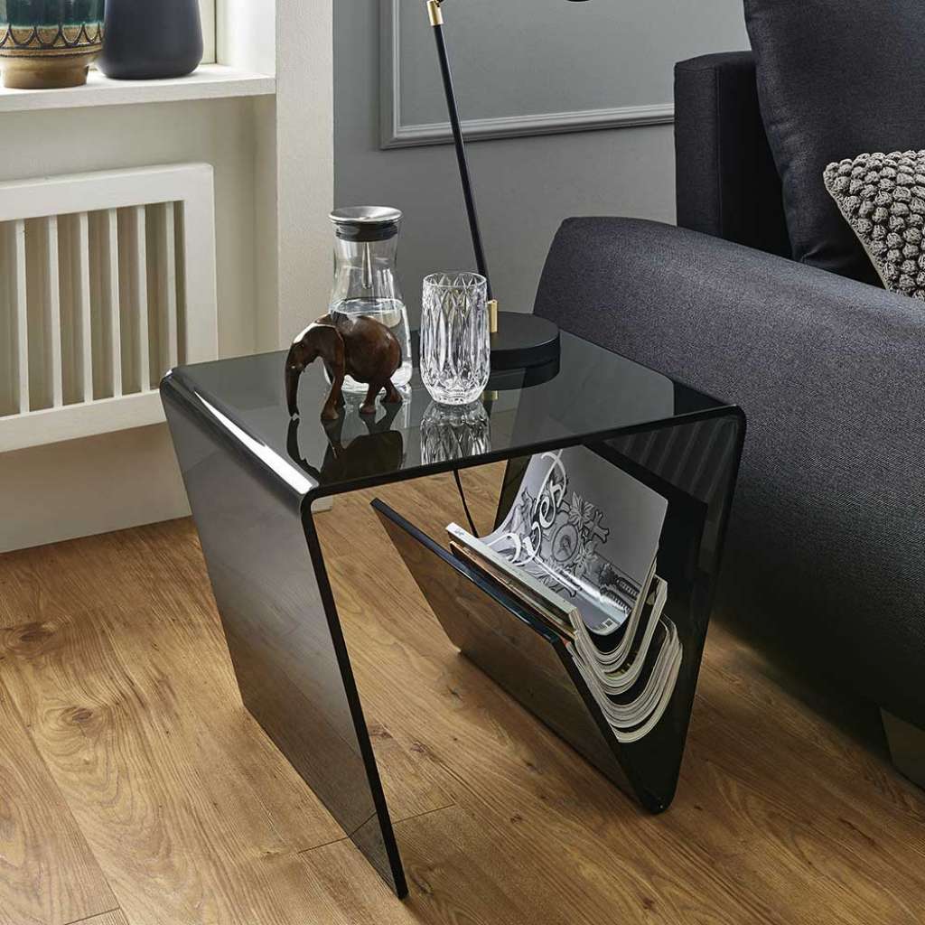 Couch Beistelltisch in Grau Zeitungsablage