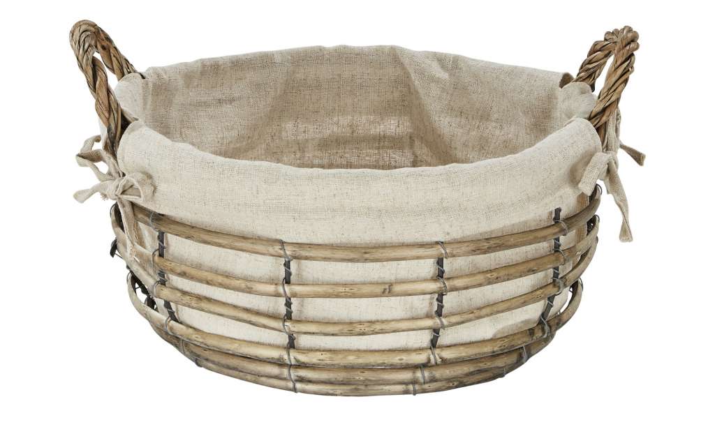 Aufbewahrungskorb ¦ braun ¦ Polyester, Weide, Metall, Baumwolle ¦ Maße (cm): H: 22 Ø: [36.0] Regale > Regal-Aufbewahrungsboxen - Höffner