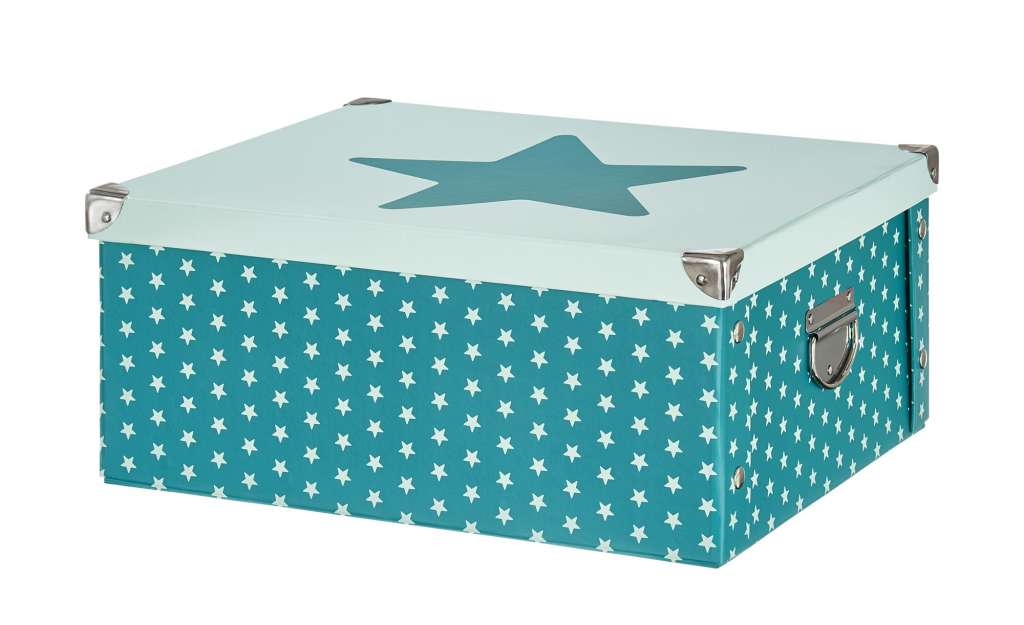 Aufbewahrungsbox  Stars Aqua ¦ türkis/petrol ¦ Pappe, Metall ¦ Maße (cm): B: 33 H: 17 T: 40 Regale > Regal-Aufbewahrungsboxen - Höffner