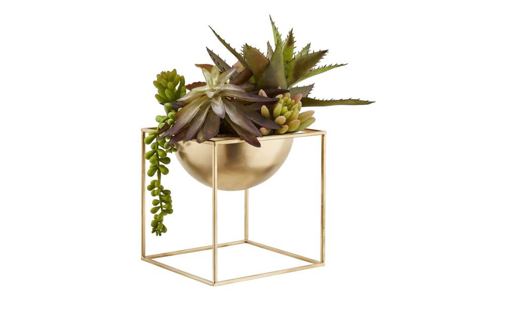 Kunstblume auf Metallständer ¦ gold ¦ Kunststoff, Metall ¦ Maße (cm): B: 14 H: 30 T: 14 Dekoration > Kunstblumen - Höffner