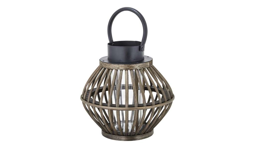 Holzlaterne ¦ braun ¦ Weide, Glas  ¦ Maße (cm): B: 22,5 H: 21 T: 22,5 Ø: [22.5] Dekoration > Laternen & Windlichter - Höffner