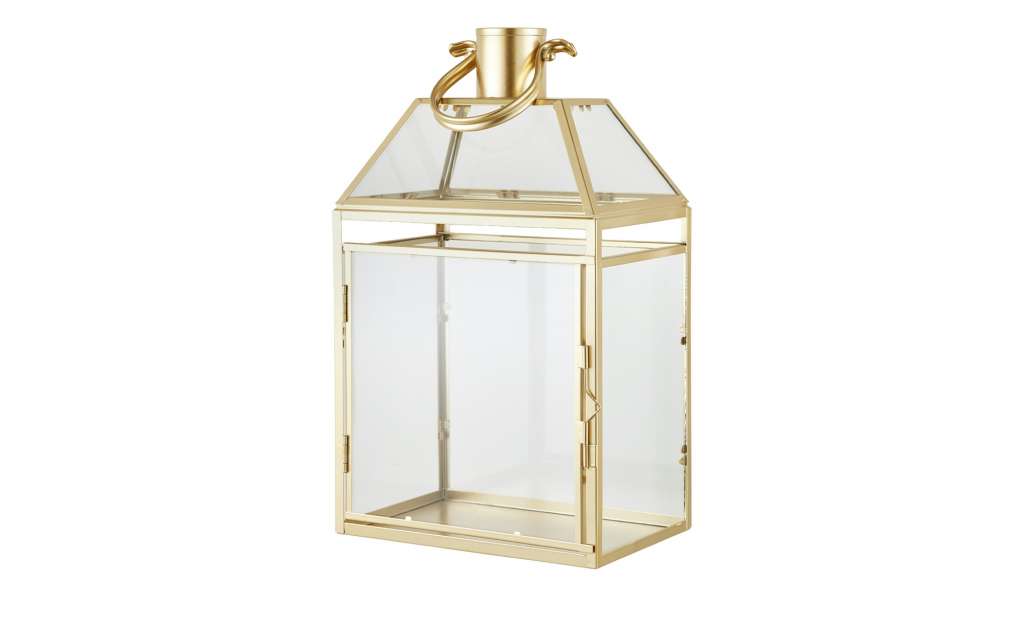 Laterne ¦ gold ¦ Metall, Glas  ¦ Maße (cm): B: 20,3 H: 34 T: 13 Dekoration > Laternen & Windlichter - Höffner