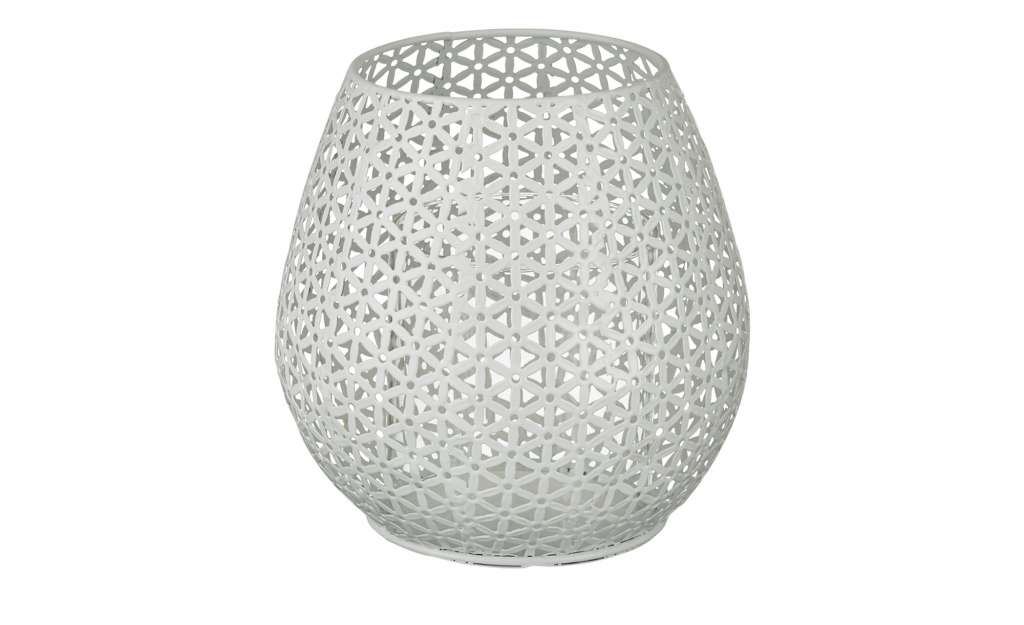 Windlicht ¦ weiß ¦ Metall, Glas  ¦ Maße (cm): H: 15,5 Ø: [15.0] Dekoration > Laternen & Windlichter - Höffner